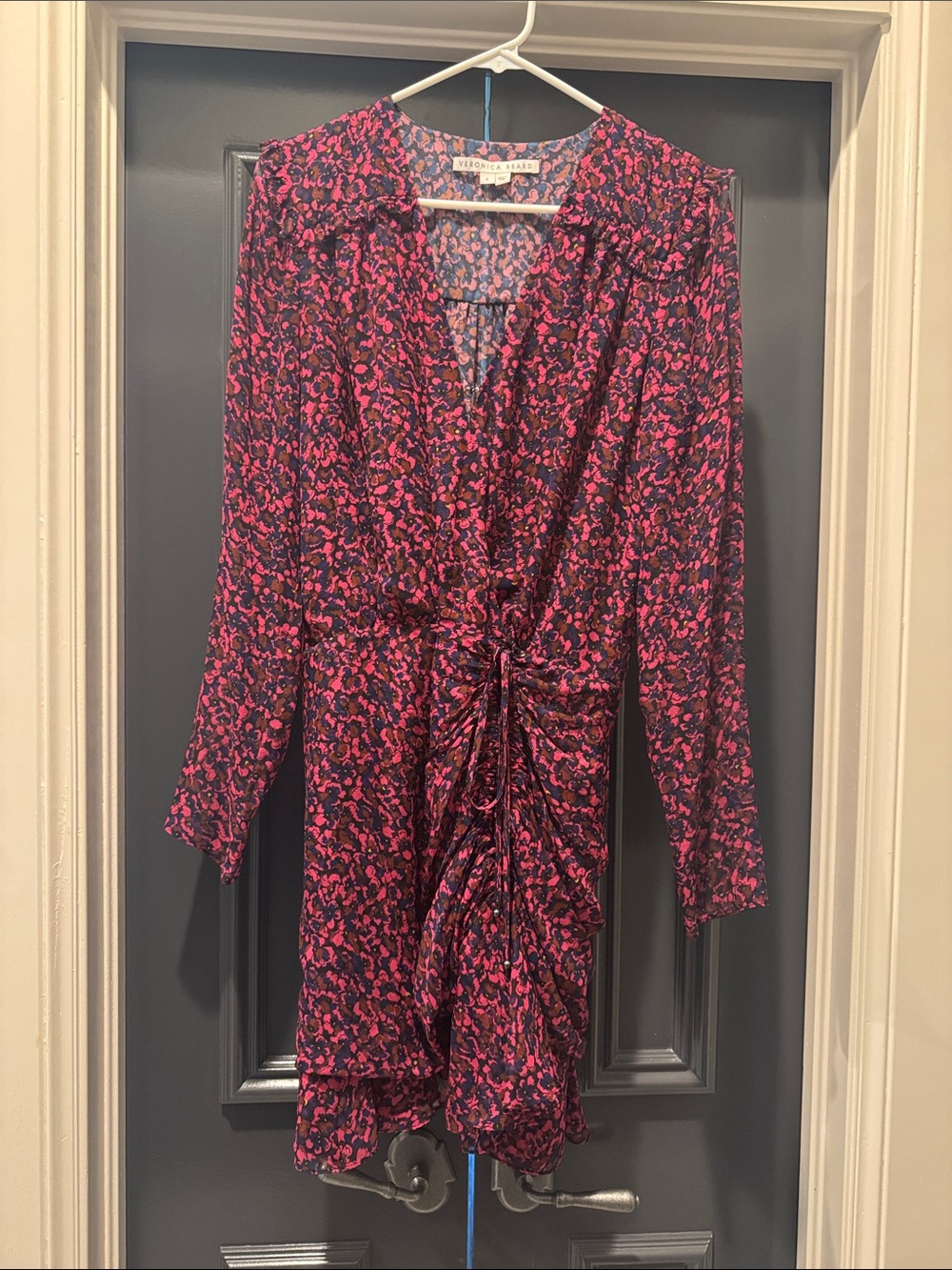 Veronica Beard Multicolor Floral Print Dress in Pink and Navy